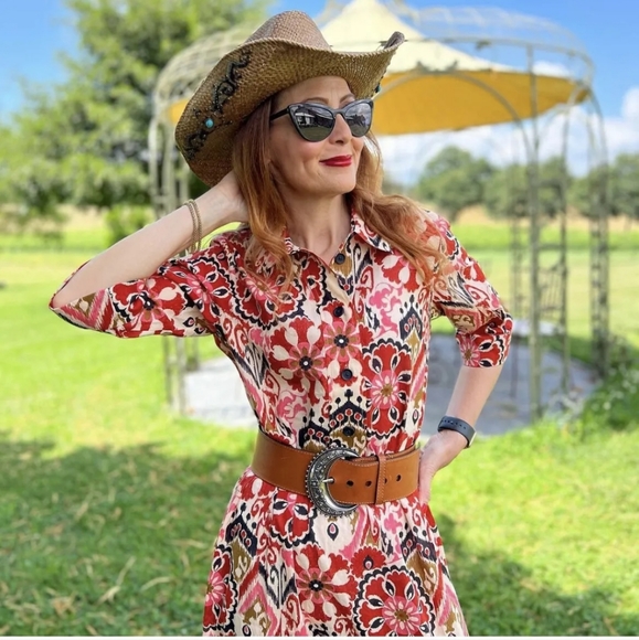 ❌️SOLD❌️ZARA PRINTED BELTED DRESS SIZE L - Picture 9 of 13